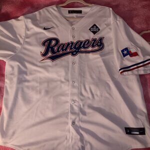 Nike Replica Texas Rangers Home Jersey (3XL) with World Series Patch